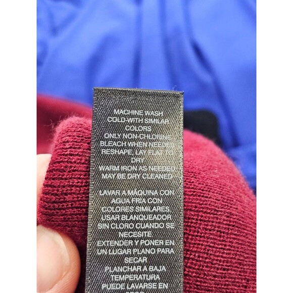 WHBM M Burgundy Colorblock Poncho Sweater Cape Wrap Fall winter‎ Layering EUC - Picture 11 of 11